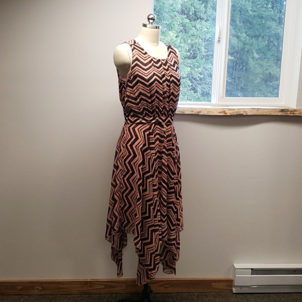 Shear tea towel hem dress with liner